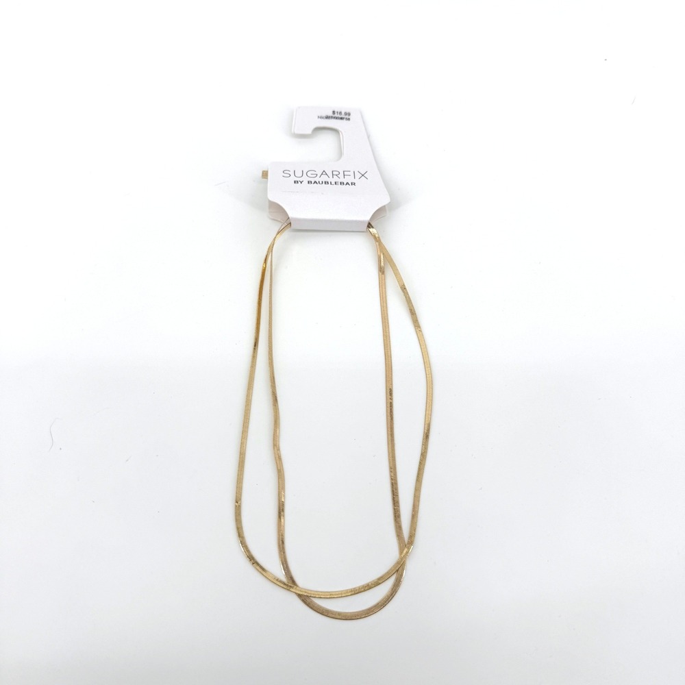 Sugarfix BaubleBar Necklace Layered Herringbone OS Gold Womens Jewelry Trendy